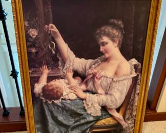 Framed Oil Painting Print "Maternity" by Jan Frederik Pieter Portielje
