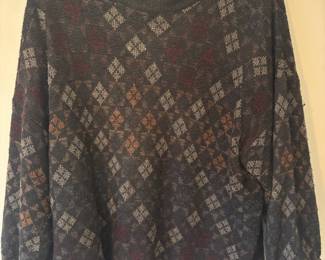 1990s Geoffrey Beene Men's Diamond Pattern Sweater