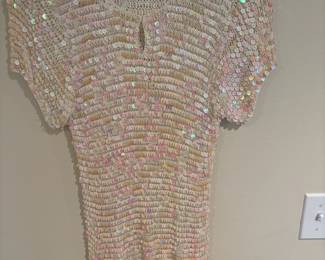 Pat Argenti Sequin Knit Short-Sleeve Blouse