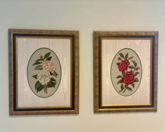 Framed Floral Needlepoints
