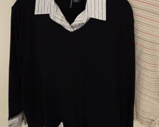 Jasonmaxwell Black Shirt with White/Black Striped Undershirt