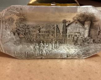 Wendell August Aluminum Tray with Amish Farm Scene