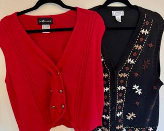 Sag Harbor Red Cropped Vest, Jennifer Moore Nordic Style Knit Sweater Vest – Size XL