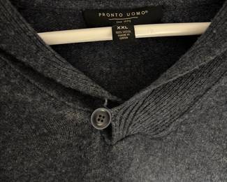 Pronto Uomo Men's 100% Wool Blue V Neck Sweater – Size XXL