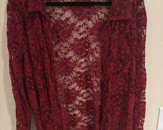 Vikki Vi Red Lace Cardigan