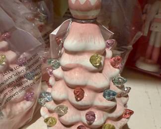 Mr. Cottontail Light Up LED Pink Ceramic Tree 