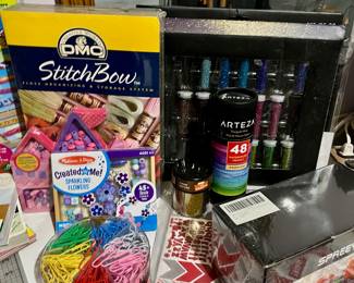 DMC StitchBow Floss Organizing & Storage System, Assortment of Beads and Glitter, Arteza Watercolor Pencils