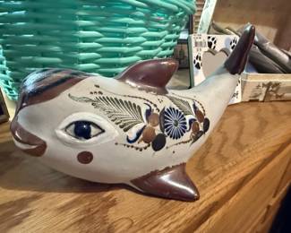 Tonala Style Pottery Whale Figurine

