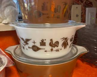 Pyrex "Early American" Lidded Casserole Dishes
