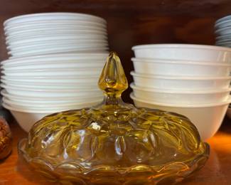 Anchor Hocking Fairfield Amber Covered Butter Dish