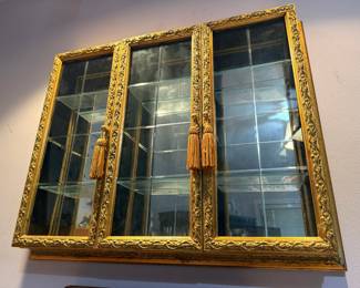 Italian Gold Gilt Glass Front Wall Mount Display Case