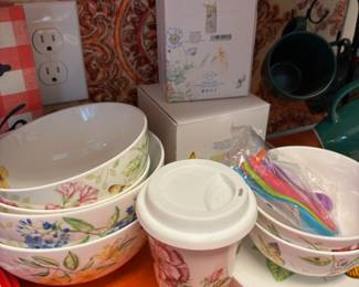 Lenox "Butterfly Meadow" Coffee Cup, Water Bottle & Bowls