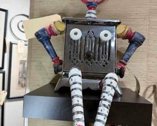 "Emma" Clock Head Sculpture created with a 1910 hotpoint flip flop toaster  19" by 13"