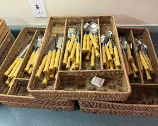5 sets of Eight Place Settings of Faux Bamboo Flatware9 baskets sold separately