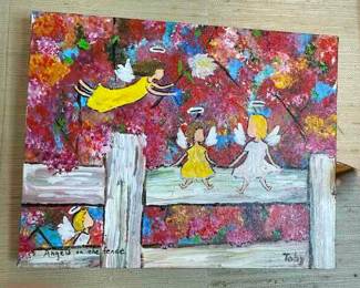 Outsider Artist Toby Hollinghead from Opp Alabama 14" by 11" painted on canvas