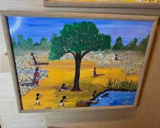 Outsider Artist Toby Hollinghead from Opp Alabama 31.5" by 24"  original framed under glass
