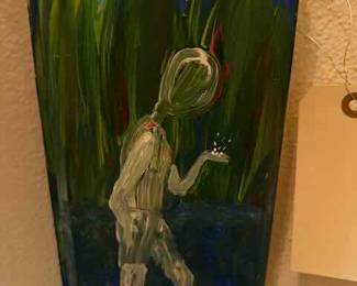 Outsider Artist Toby Hollinghead from Opp Alabama  91/2" by 51/2" painted on wood