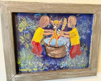 Outsider Artist Toby Hollinghead from Opp Alabama 
17" by 13.5"framed painted on board