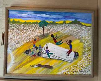 Outsider Artist Toby Hollinghead from Opp Alabama 
31" by 23.5" original framed under glass