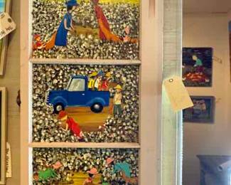 Outsider Artist Toby Hollinghead from Opp Alabama  painted on Window 19" by 36"