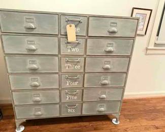 Metal 18 drawer cabinet 39.5" by 15" by 41"