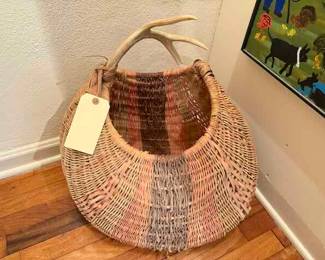 Basket with Antler Handle( antler broken