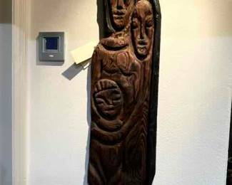 2" by 12" by 47" Holy Family carved in wood by Mr Weston Haven Mt Vernon Washington