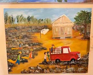 Outsider Artist Toby Hollinghead from Opp Alabama 28" by 22" painted canvas