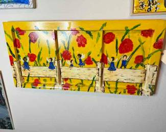 Outsider Artist Toby Hollinghead from Opp Alabama  36" by 17" painted on  window