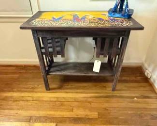 Outsider Artist Toby Hollinghead from Opp Alabama  36" by 30" by 20.5" painted  on antique table
