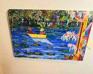 Outsider Artist Toby Hollinghead from Opp Alabama  20" by 13.5" painted window