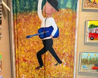 Outsider Artist Toby Hollinghead from Opp Alabama 28" by 50" painted on Tin mounted on wood