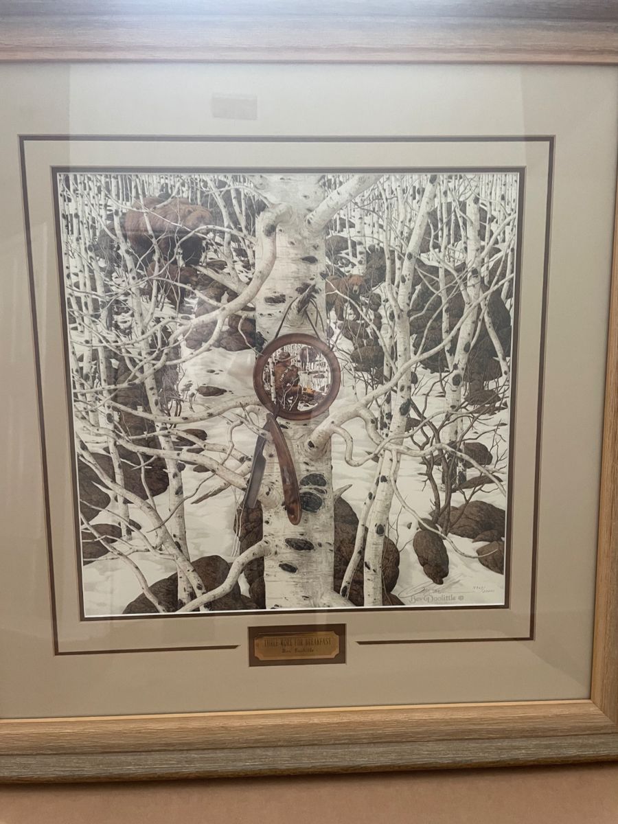 Beverly (Bev) Doolittle “Three More for Breakfast”. 25”x26” framed. Rare and sought after. $1,000