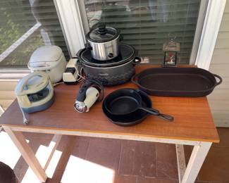Cast iron and appliances priced as marked day of sale