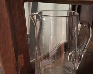 Craftsman Stemware etched BARWARE, ice bucket, two tall pitchers, martini pitcher 