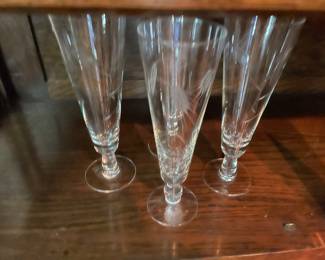 Craftsman Stemware etched BARWARE, ice bucket, two tall pitchers, martini pitcher 