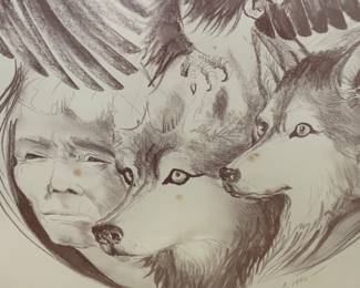 Carole Bourdo. 24”x27”. Framed, signed, numbered. Some foxing. $250