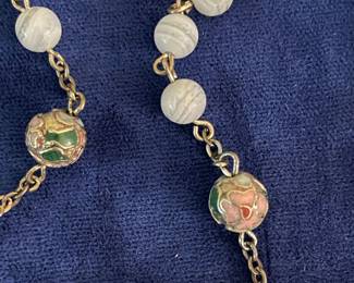 Sterling, Italian rosary with glass and enameled beads.  $100