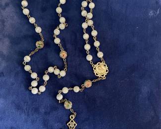 Sterling, Italian rosary with glass and enameled beads.  $100