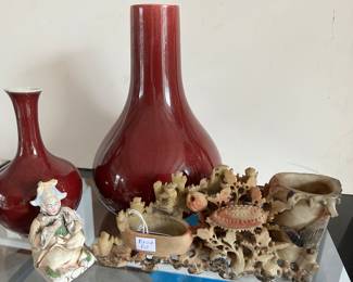 Vintage  Ox Blood vases.....Vintage soap stone