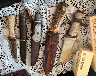 Antique hunting knives....plus Buck Knives
