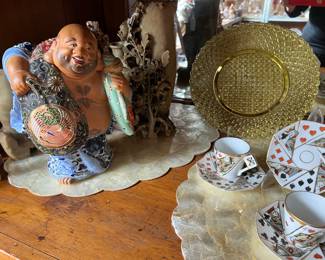 Vintage Kutani Buddha....playing card design tea set