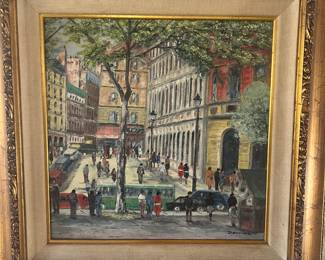 Oil painting by artist Josep Rettier "Vienna Street Scene"