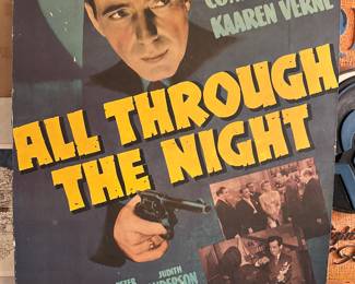"All Through the Night"  Warner Brothers Humphrey Bogart Movie Original Poster