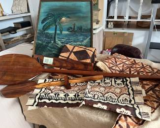 Hawaiian objects...Koa Paddles + holder(Martin & MacArthur/Honolulu, Hawaii)