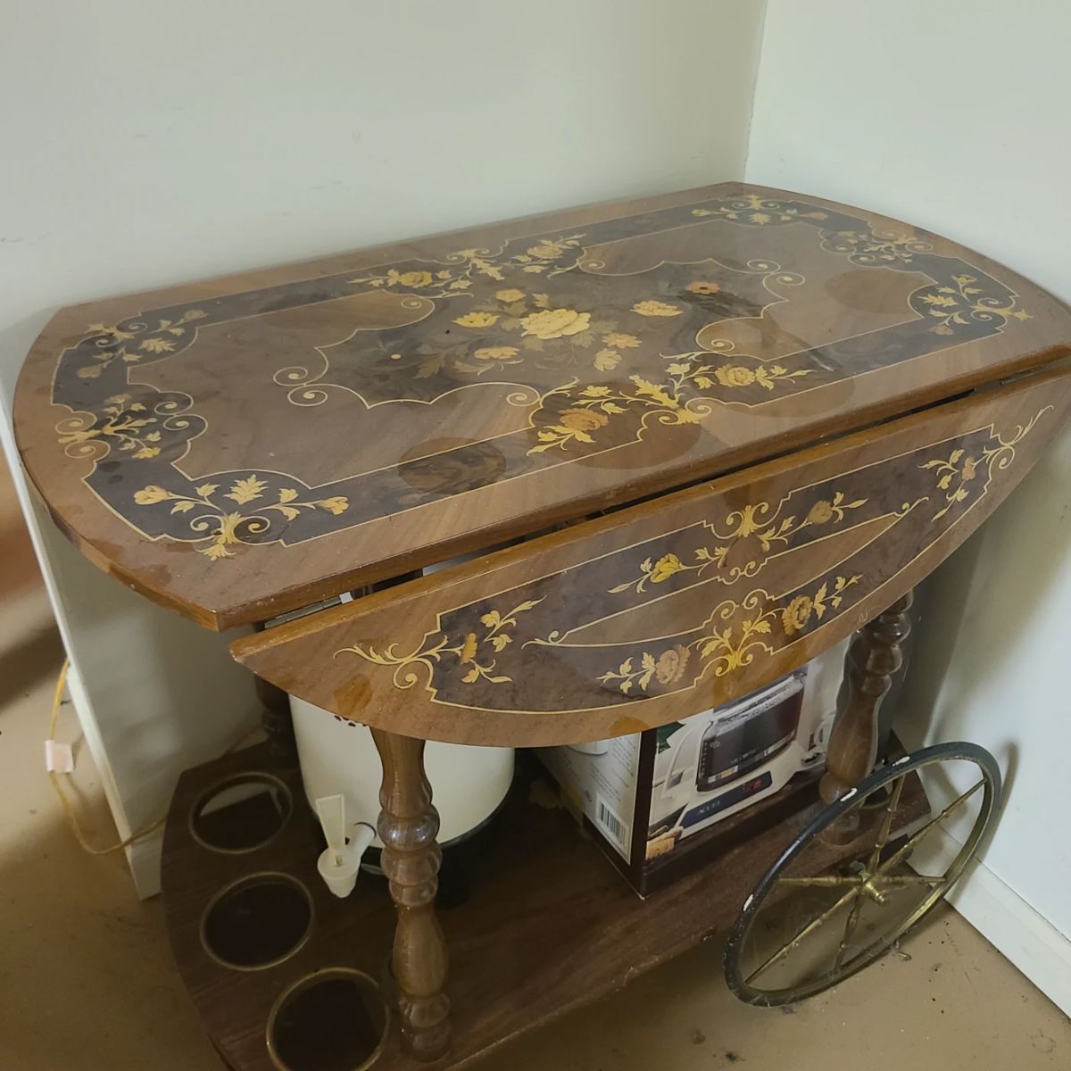 Inlaid tea cart