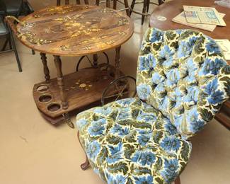 Tea cart and chair