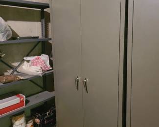 Metal shelving units