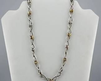 Sterling silver with gold wash Paloma Picasso twist design necklace, marked Tiffany, 18”L