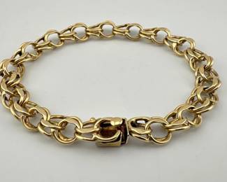 Pretty 14kt double link chain bracelet; 7.5"L